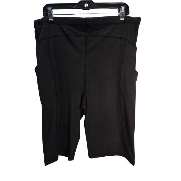 NWT | Black High Waist Maternity Activewear Shorts Pockets Over The Bump | Large - Picture 3 of 4
